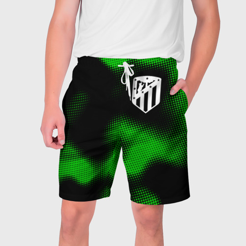 Мужские шорты 3D с принтом Atletico Madrid sport halftone, вид спереди #2