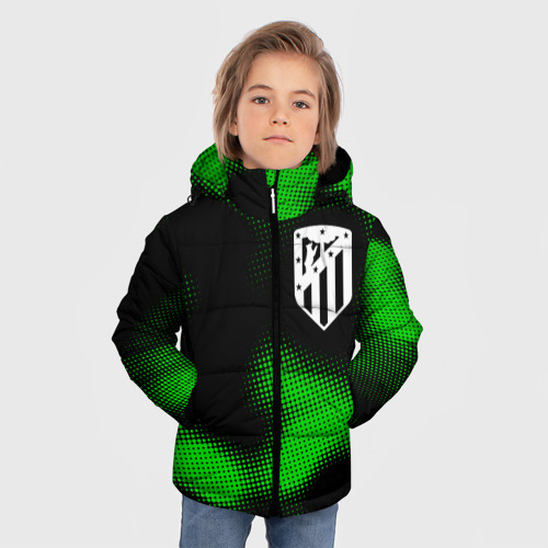 Зимняя куртка для мальчиков 3D с принтом Atletico Madrid sport halftone, фото на моделе #1