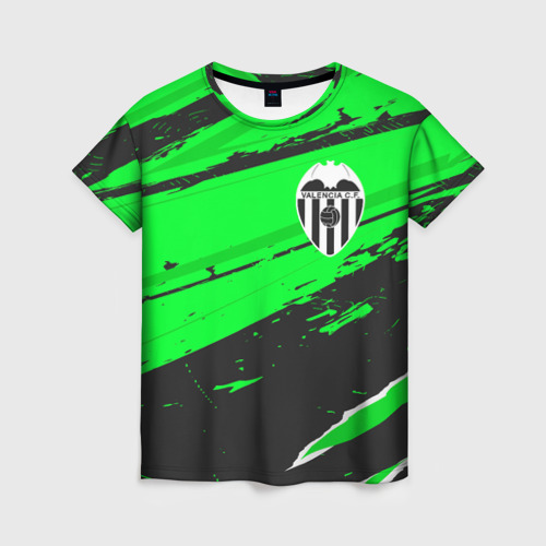 Женская футболка 3D с принтом Valencia sport green, вид спереди #2