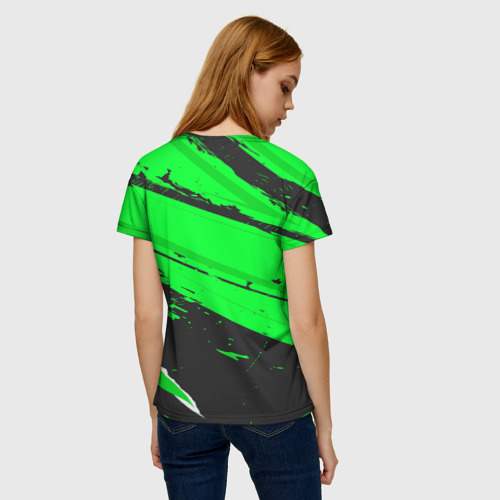 Женская футболка 3D с принтом Valencia sport green, вид сзади #2