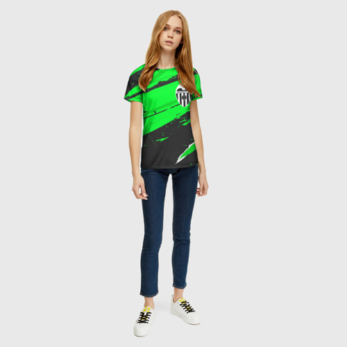 Женская футболка 3D с принтом Valencia sport green, вид сбоку #3
