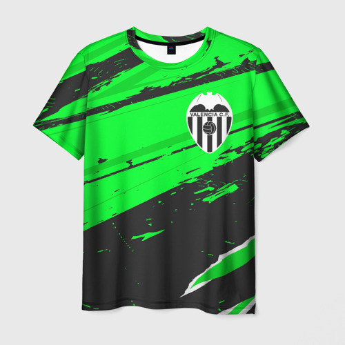Мужская футболка с принтом Valencia sport green, вид спереди №1