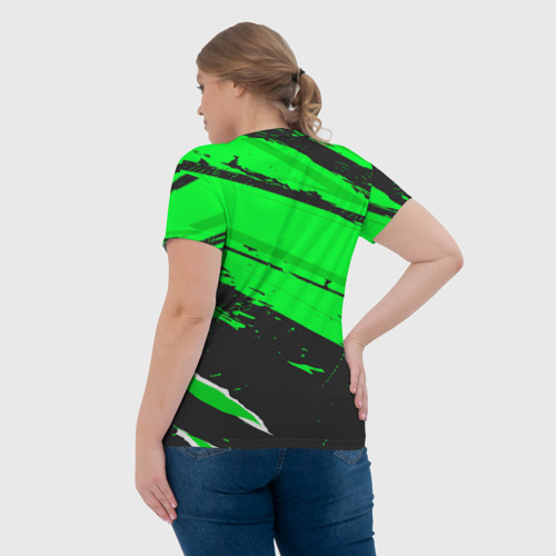 Женская футболка 3D с принтом Valencia sport green, вид сзади #2