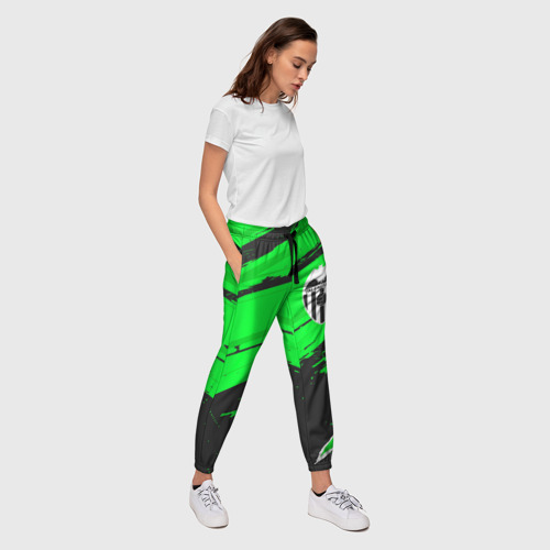 Женские брюки 3D с принтом Valencia sport green, вид сбоку #3