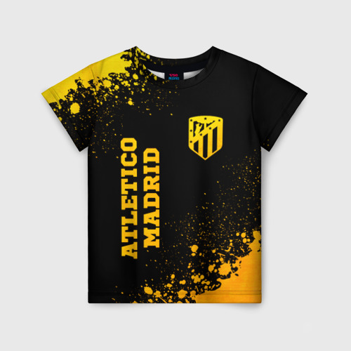 Детская футболка 3D Atletico Madrid - gold gradient вертикально, цвет 3D печать