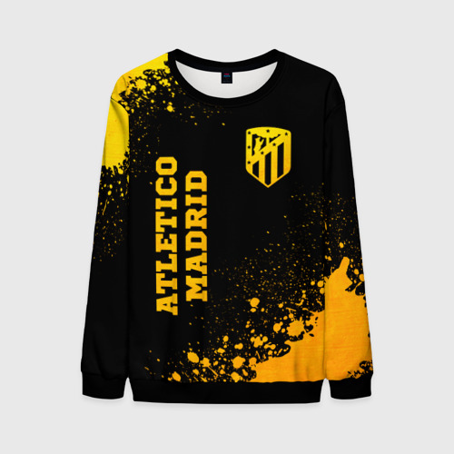 Мужской свитшот 3D Atletico Madrid - gold gradient вертикально, цвет черный