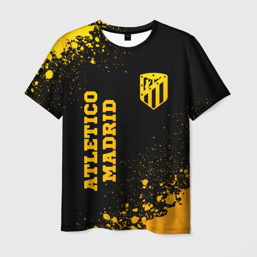 Мужская футболка с принтом Atletico Madrid - gold gradient вертикально, вид спереди №1