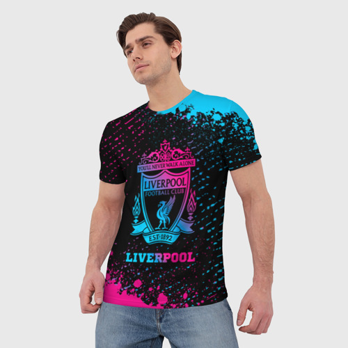 Мужская футболка 3D Liverpool - neon gradient, цвет 3D печать - фото 3