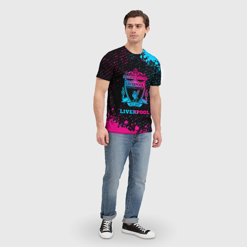 Мужская футболка 3D Liverpool - neon gradient, цвет 3D печать - фото 5