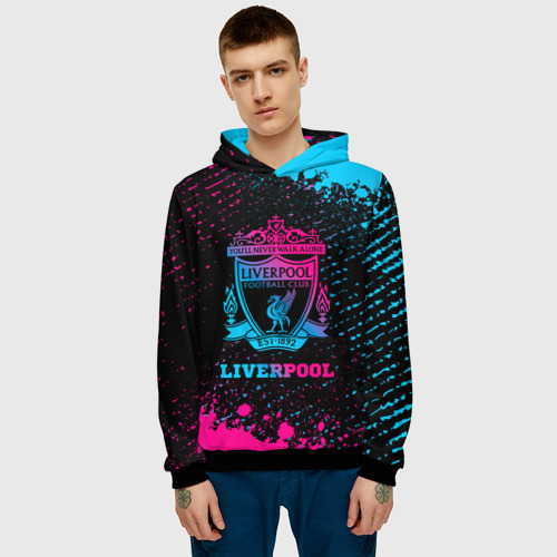 Мужская толстовка 3D Liverpool - neon gradient, цвет черный - фото 3