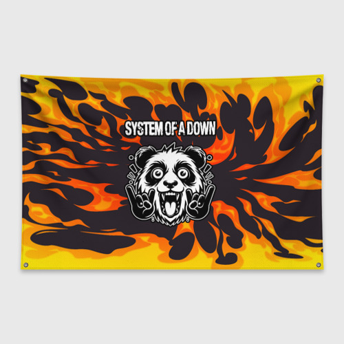 Флаг-баннер System of a Down рок панда и огонь