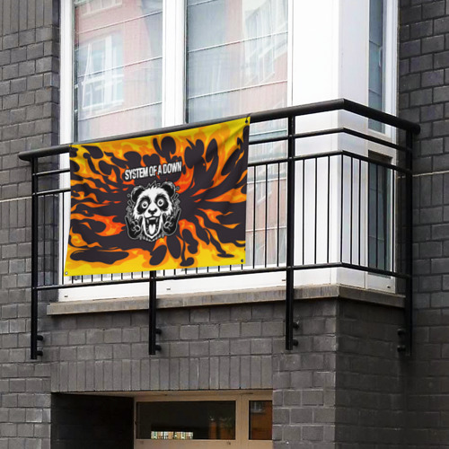 Флаг-баннер System of a Down рок панда и огонь - фото 3