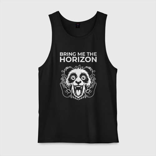 Мужская майка хлопок Bring Me the Horizon rock panda, цвет черный