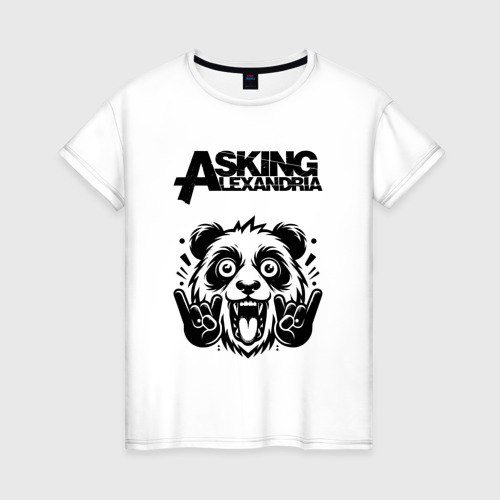 Женская футболка хлопок Asking Alexandria - rock panda, цвет белый