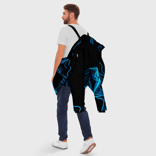 Мужская зимняя куртка 3D с принтом Placebo sound wave, вид сзади #2