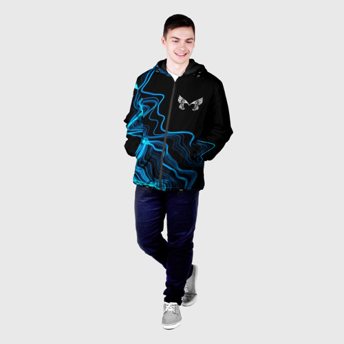 Мужская куртка 3D с принтом Placebo sound wave, фото на моделе #1