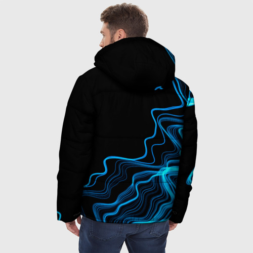 Мужская зимняя куртка 3D с принтом Placebo sound wave, вид сзади #2