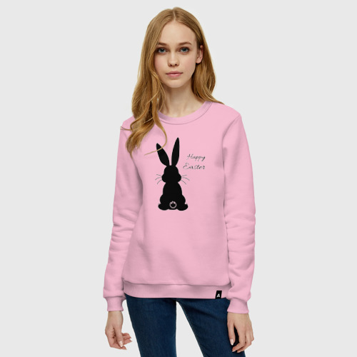 Женский свитшот хлопок Пасхальный кролик, цвет светло-розовый - фото 3