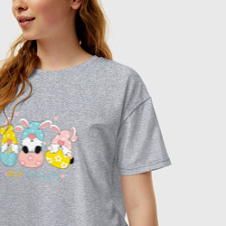 Женская футболка хлопок Oversize Пасхальные гномы кроличьи уши - фото 2