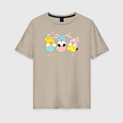 Женская футболка хлопок Oversize Пасхальные гномы кроличьи уши