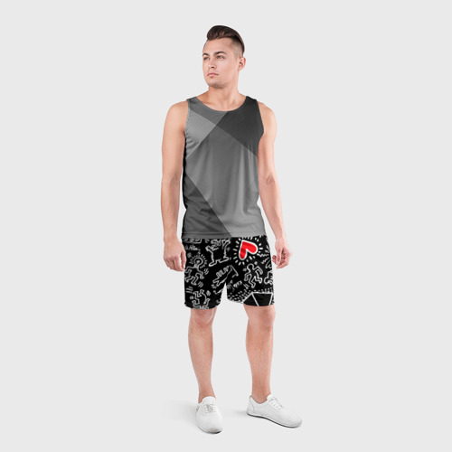 Мужские шорты спортивные Kit Haring little men, цвет 3D печать - фото 4