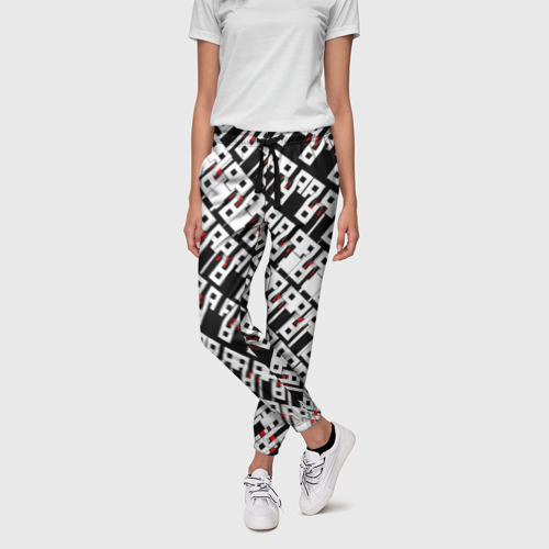 Женские брюки 3D с принтом Абстрактный узор на чёрном фоне, фото на моделе #1