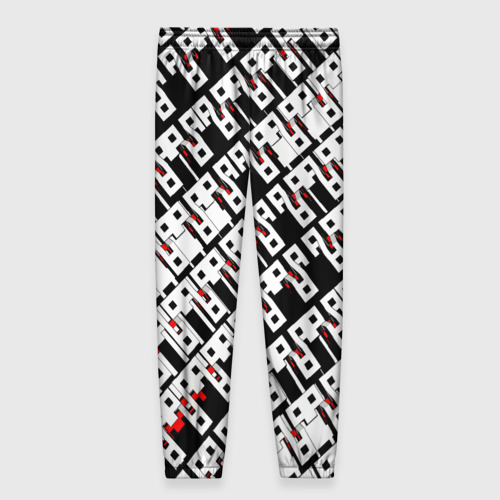 Женские брюки 3D с принтом Абстрактный узор на чёрном фоне, вид сзади #1