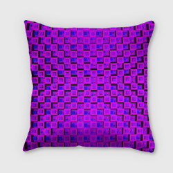 Подушка 3D Фиолетовые квадраты на чёрном фоне