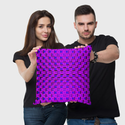 Подушка 3D Фиолетовые квадраты на чёрном фоне - фото 2