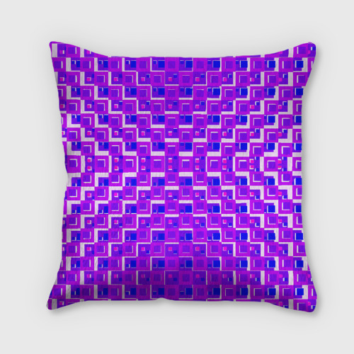 Подушка 3D Фиолетовые квадраты на белом фоне - фото 2