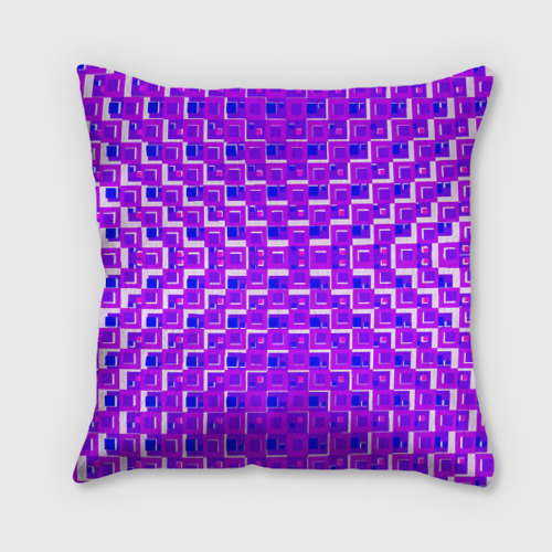 Подушка 3D Фиолетовые квадраты на белом фоне