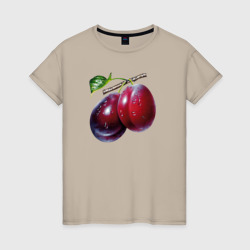 Сочные сливы – Женская футболка хлопок с принтом купить со скидкой в -20%
