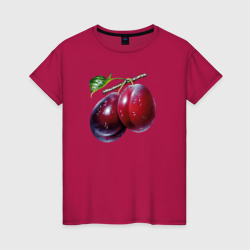 Сочные сливы – Женская футболка хлопок с принтом купить