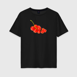 Веточка красной смородины – Женская футболка хлопок Oversize с принтом купить со скидкой в -16%