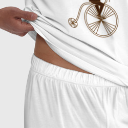 Пижама с принтом Жених на велосипеде для мужчины, вид на модели спереди №4. Цвет основы: белый