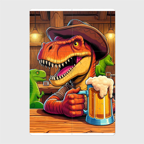 Магнитный плакат 2Х3 Динозавр с кружкой пива