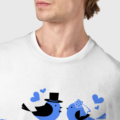 Мужская футболка хлопок Жених с птичками, цвет белый - фото 6