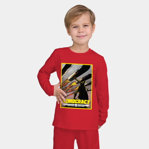 Детская пижама с лонгсливом хлопок с принтом Helldivers 2 - Авиаудар, фото на моделе #1