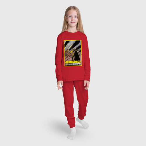 Детская пижама с лонгсливом хлопок с принтом Helldivers 2 - Авиаудар, вид сбоку #3