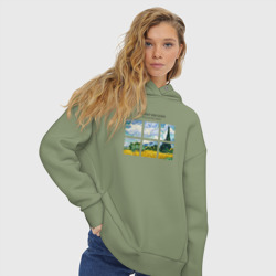 Женское худи Oversize хлопок Пшеничное поле с кипарисом Ван Гог - фото 2