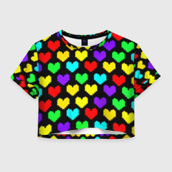 Женская футболка Crop-top 3D Undertale heart pattern