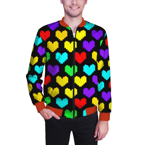 Мужской бомбер 3D Undertale heart pattern, цвет красный - фото 3