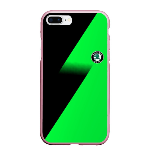 Чехол для iPhone 7Plus/8 Plus матовый Skoda green line geometry, цвет розовый