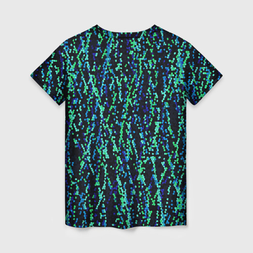 Женская футболка 3D Тёмный сине-зелёный паттерн мелкая мозаика, цвет 3D печать - фото 2