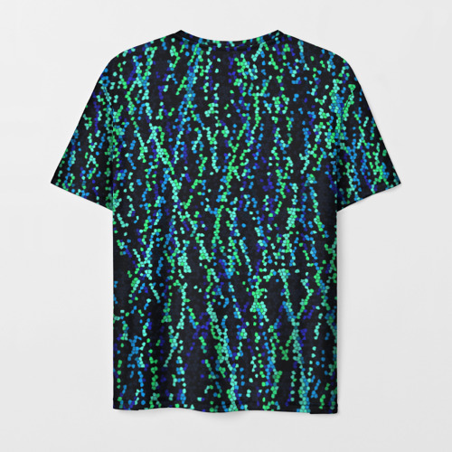 Мужская футболка 3D Тёмный сине-зелёный паттерн мелкая мозаика, цвет 3D печать - фото 2