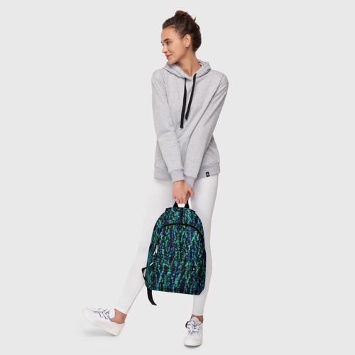 Рюкзак 3D Тёмный сине-зелёный паттерн мелкая мозаика - фото 7