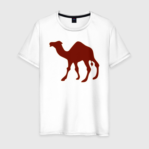 Мужская футболка из хлопка с принтом Силуэт верблюда, вид спереди №1