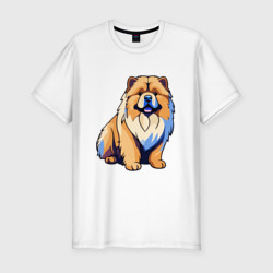 Мужская футболка хлопок Slim Собака чау-чау рисованная