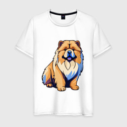 Мужская футболка хлопок Собака чау-чау рисованная