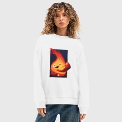 Женский свитшот oversize без начеса хлопок Кальцифер из Ходячего замка  - фото 2